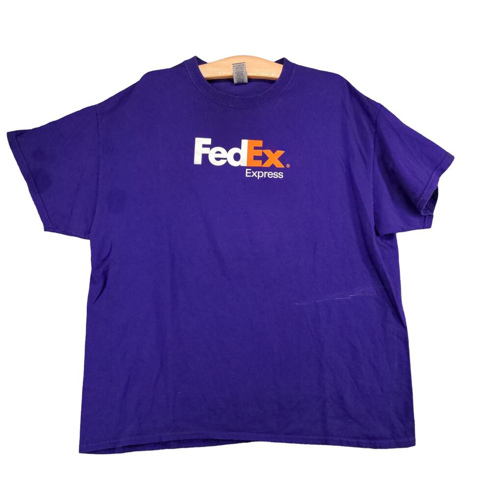 FedEx Express Employee Uniform T Shirt Mens Size XL Purple Graphic Logo